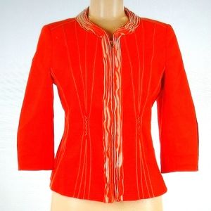 ELIE TAHARI ELISE LINEN ORANGE JAKET